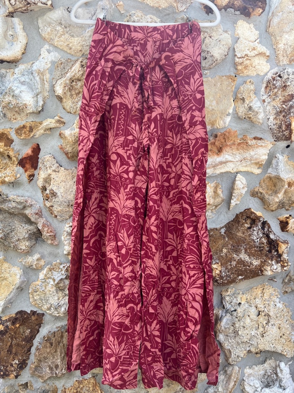 Patrons of peace boho Pants side slit wrap wide leg